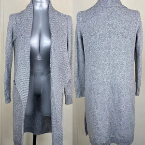 Grey Open Front long sleeve chunky knit duster cardigan with pockets  size small